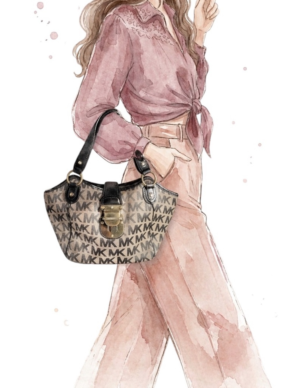 Michael Kors Vintage Signature JetSet Leather-Canvas tote bag | Gold hardware